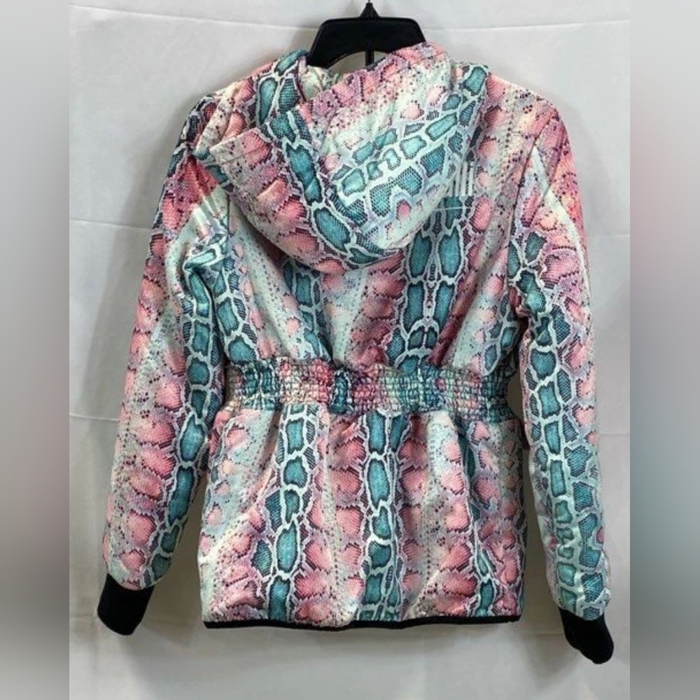 Sale Roberto Cavalli Womens Pink Snakeskin Hooded Jacket Outerwear Sport M - Picture 3 of 6